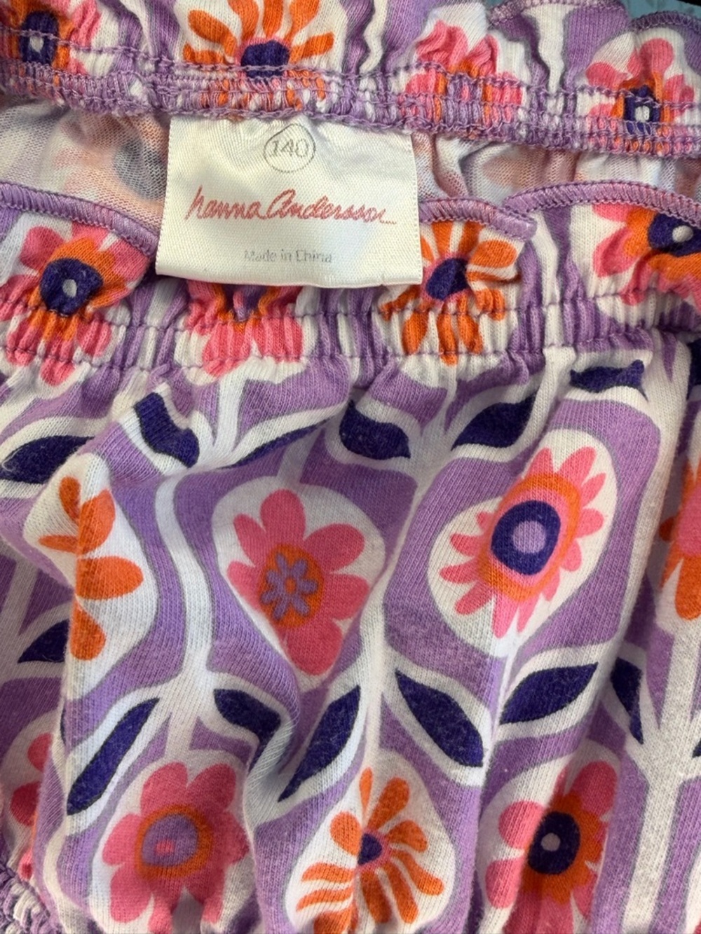 Hanna Andersson Girls Floral Dress Purple Pink Cotton Ruffle Hem Size 140 (10) - Picture 3 of 8